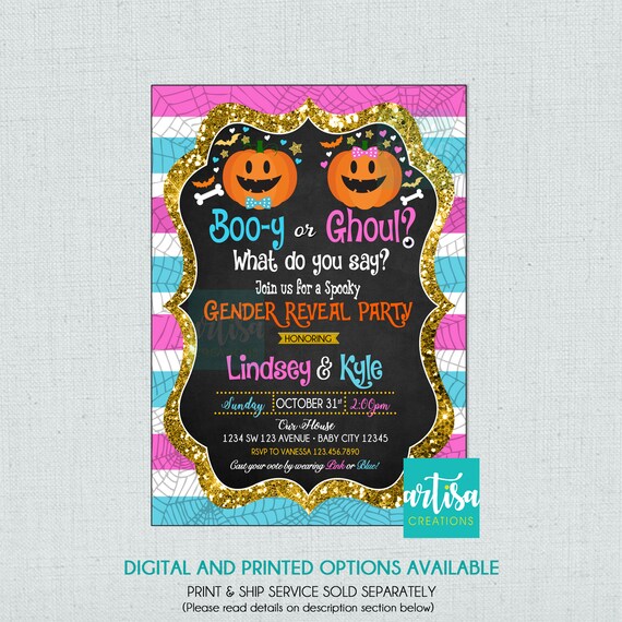 Halloween Gender Reveal Party Invitation Halloween Gender - Etsy