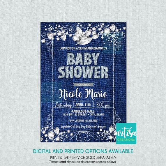denim baby shower invitations