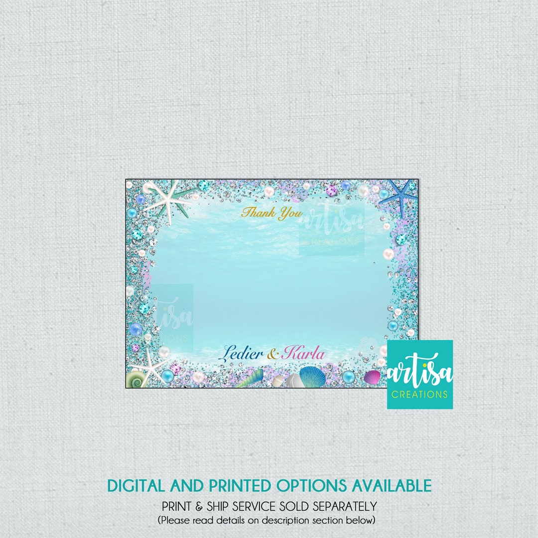 Under the Sea Thank You Card, Ocean Thank You Card, Pearls and Diamonds