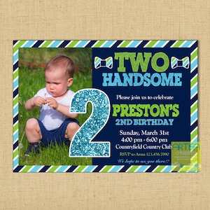 Two Handsome Invitation, 2nd birthday invitation, 2nd birthday boy invitation, Two handsome invite, boy 2nd birthday invitation