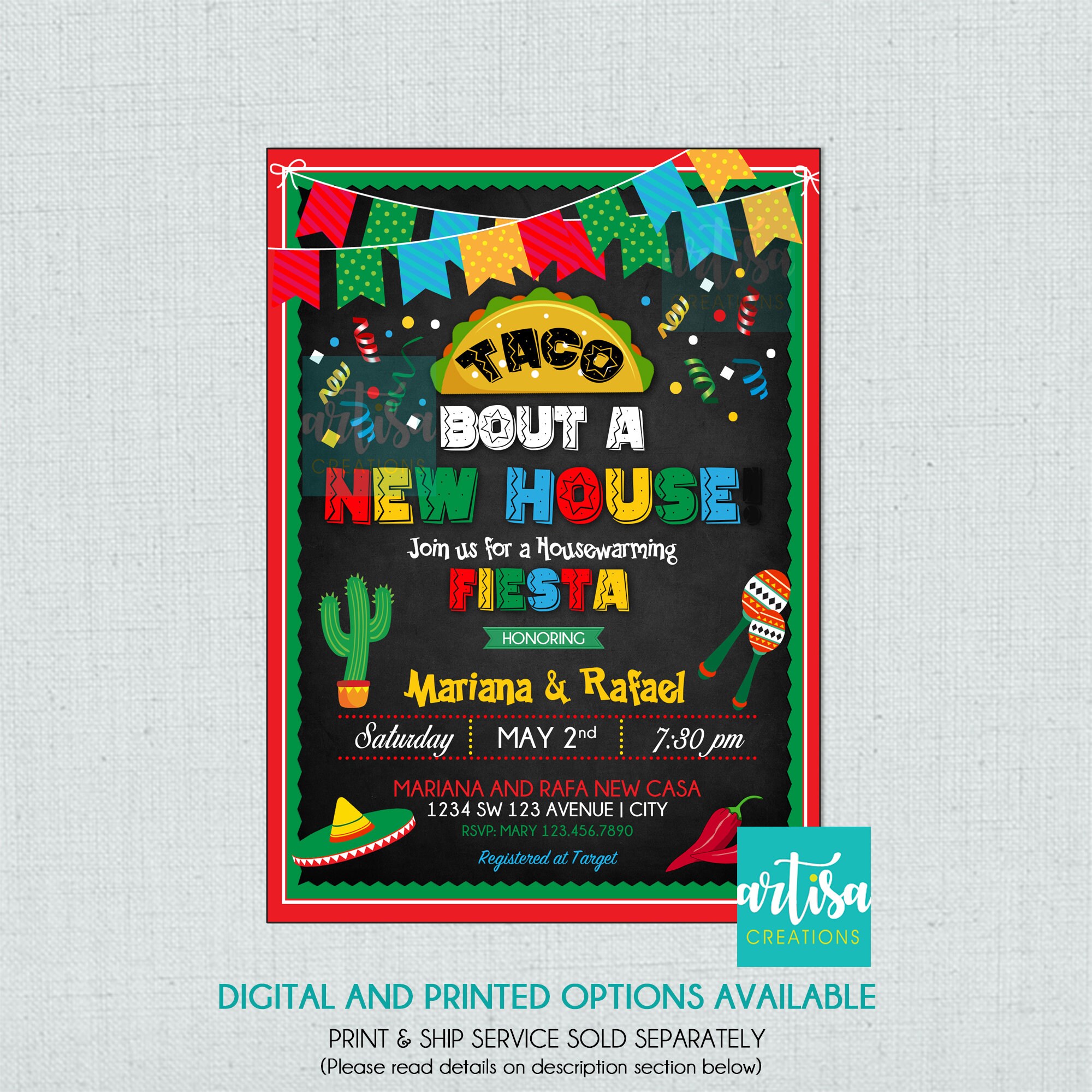 Taco bout a new home Homecoming Mexican Party Housewarming Taco Party Invitation Housewarming Taco Invitation Taco
