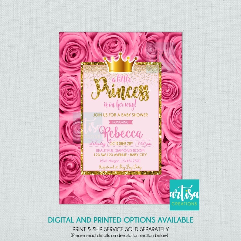 Princess Baby Shower Invitation Princess Baby Shower Etsy