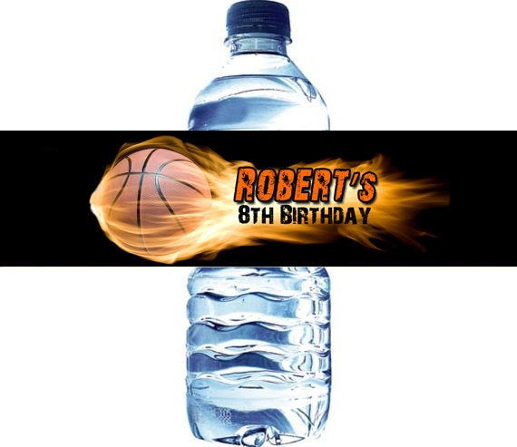 Basketball Water Bottle Label Digital File Basket Ball Water - Etsy