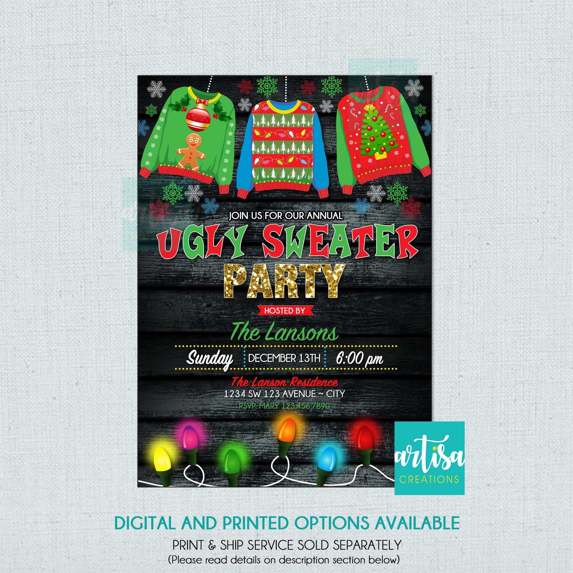 Ugly Sweater Party Invitation Invitation Ugly Sweater Party Etsy UK