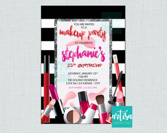 Makeup Invitation, Makeup Party Invitation, Make up invitation, Makeup Bridal Shower, Makeup Birthday, Spa Party, Girls Invitation, Makeup