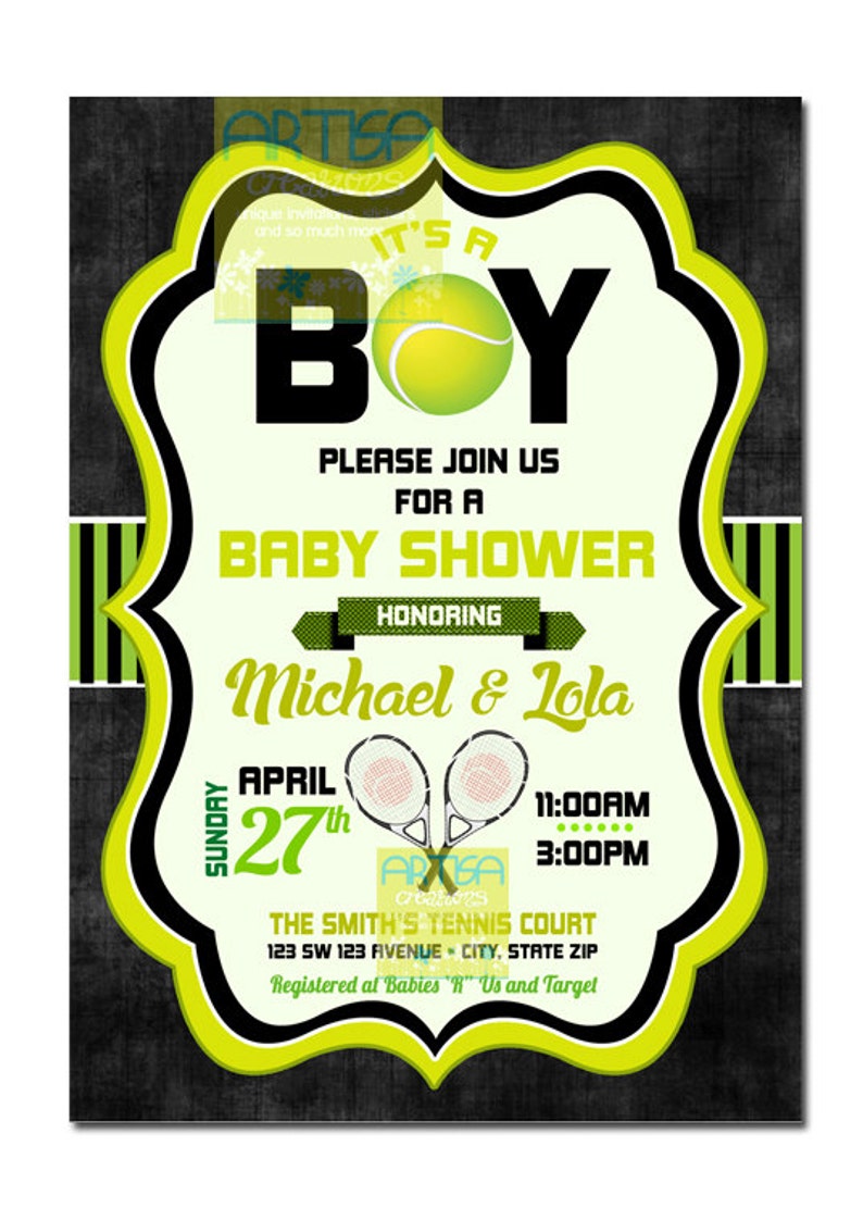 Tennis Boy Baby Shower Invitation, Tennis Baby Shower Invitation, Its a Boy Baby Shower Invitation, Tennis Boy Baby Shower Invitation DIY image 2