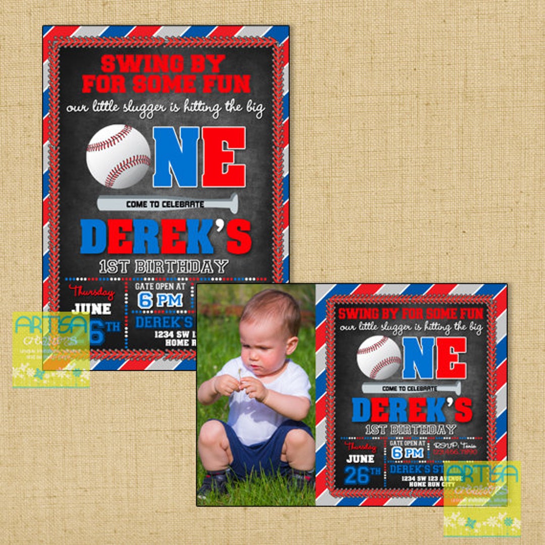 Baseball 1st Birthday Invitation, Baseball Invitation, Baseball One