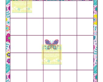 Butterfly and Flowers Bingo Card, Butterfly Garden Baby Bingo, Butterflies baby shower bingo game, flowers and butterflies bingo game, girl