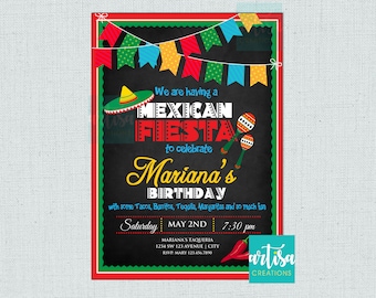 Mexican Fiesta Invitation, Cinco de Mayo Invitation, Mexican Party Invitation, Mexican Theme Invitation ANY OCCASION, 5 de Mayo Celebration