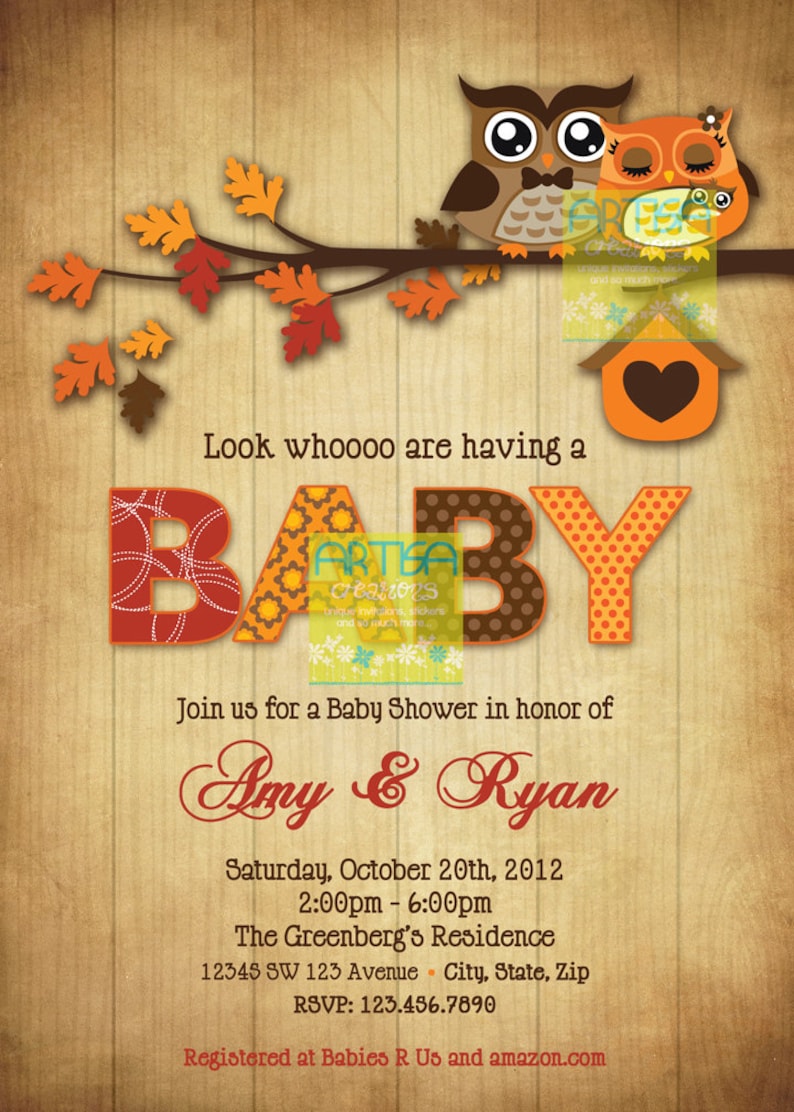 Owls Baby Shower Invitation Fall Owls Baby Shower Invitation Etsy