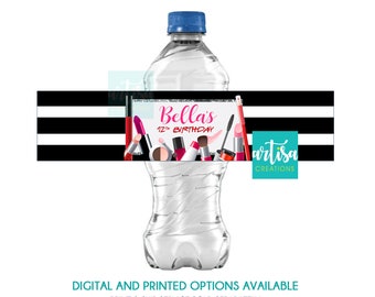 Make up water label, makeup water labels, makeup water label digital file, makeup water bottle, makeup water label