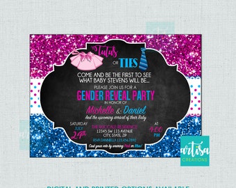 Tutus ou gravatas Festa de revelação de gênero, tutus ou gravatas convite de revelação de gênero, gravatas ou tutus convite de revelação de gênero, tutus ou gravatas revelação de gênero