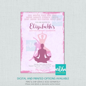 Yoga Invitation, Yoga Party Invitation, Yoga Birthday Invitation, Yoga Session Invitation, Namaste Invitation, Yoga Baby Shower Invitation