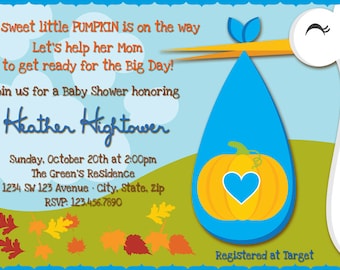 Junge Kleiner Kürbis unterwegs Baby Shower Einladung - Junge Herbst Baby Shower Einladung - Herbst Baby Shower - Süßes kleines Kürbis Baby