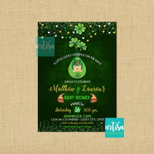 St. Patrick's Day Baby shower invitation, Oh Baby St Patrick Baby Shower Invitation DIY, St Patrick New Baby Invite. St Patrick Baby Shower