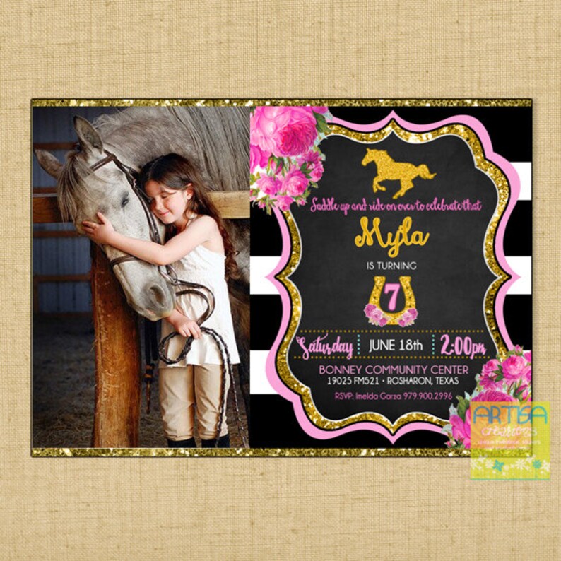 Horseback Riding Birthday Invitation Horse Birthday Pony Etsy
