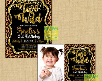 Two Wild Invitation, 2nd birthday invitation, 2nd birthday girl invitation, modern 2nd birthday invitation, Two wild 2nd birthday Invitation
