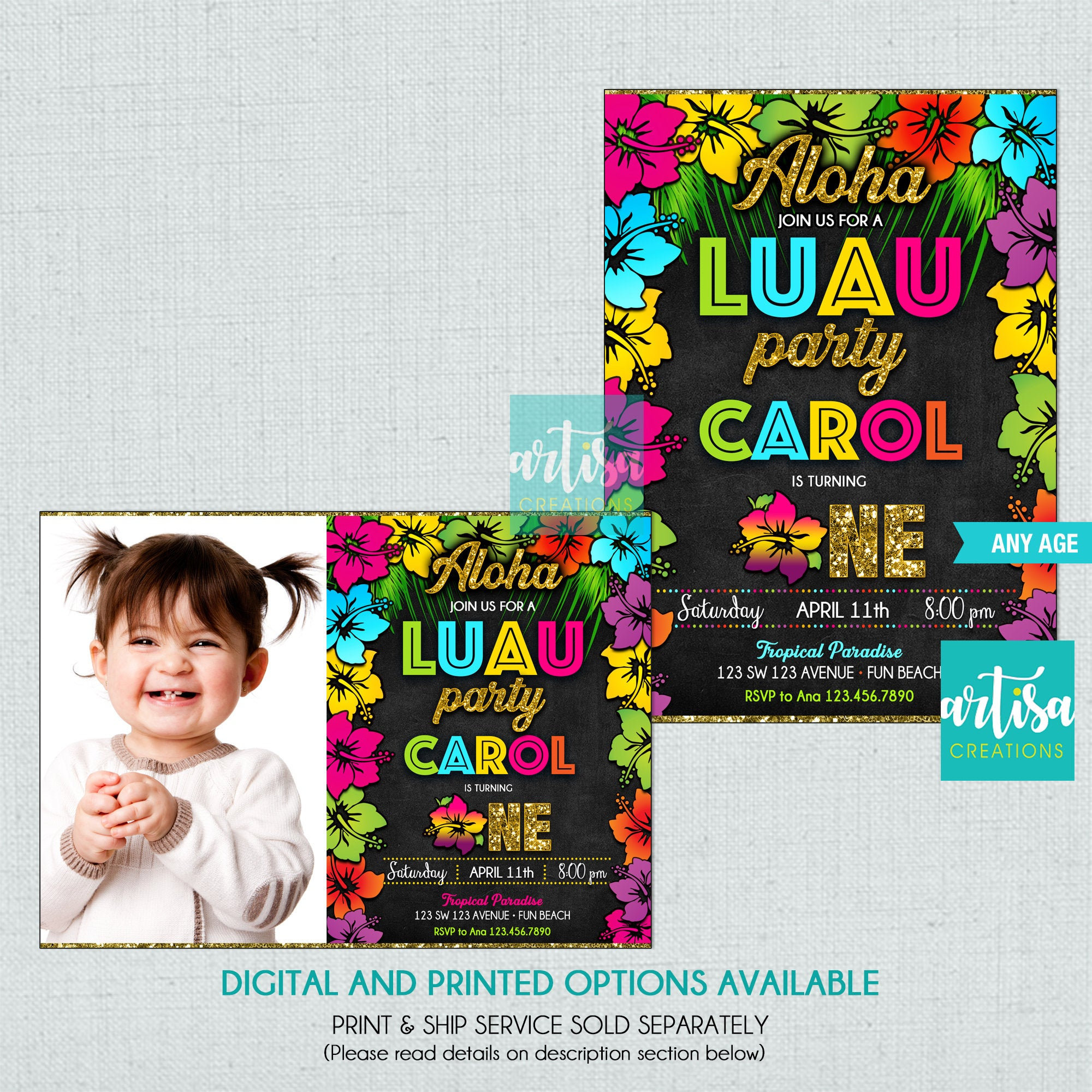 Luau 1st Birthday Invitation Luau Party Invitation Luau Birthday Invitation Luau Party Invitations 1st Birthday Hawaiian