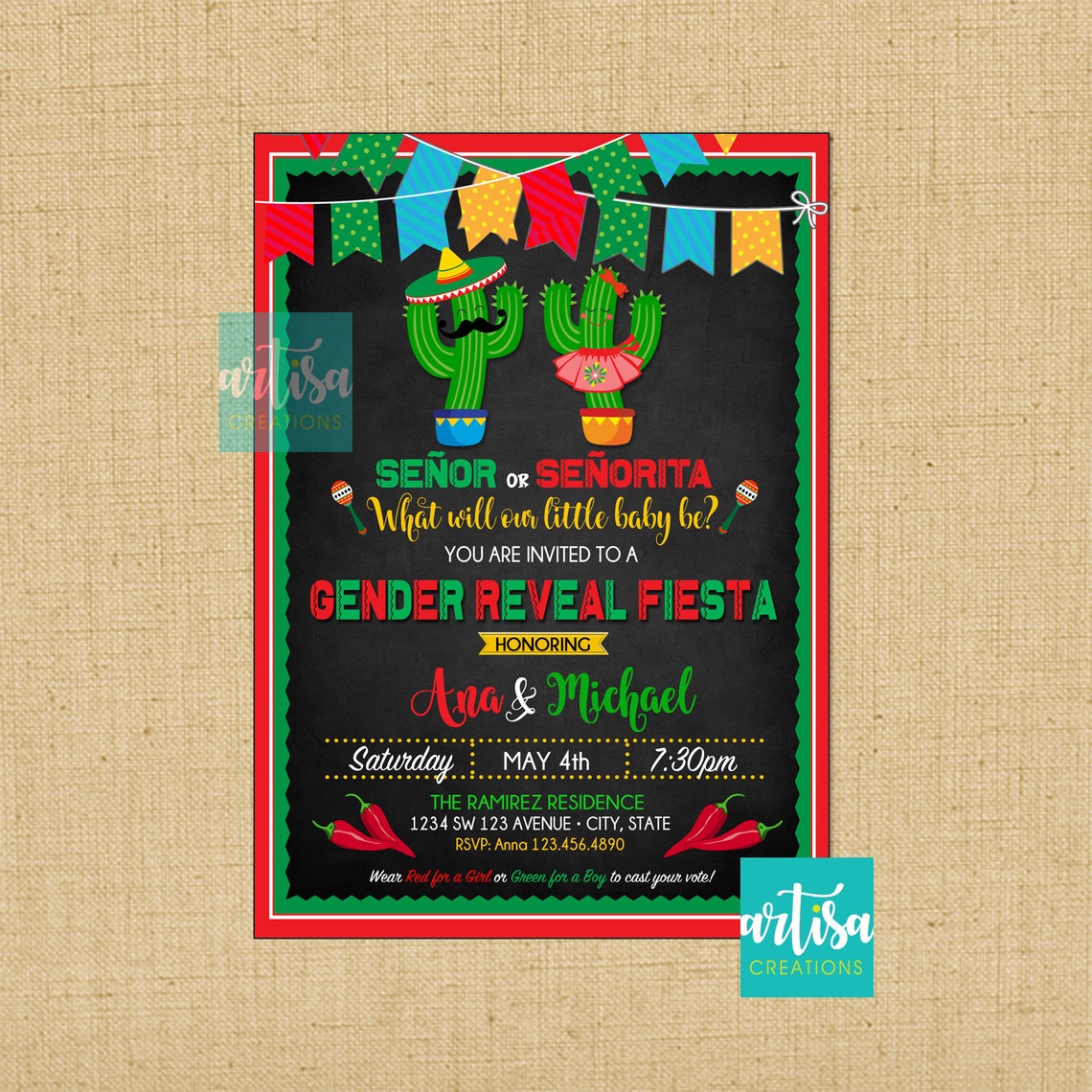 Mexican Fiesta Gender Reveal Cinco De Mayo Gender Reveal Etsy