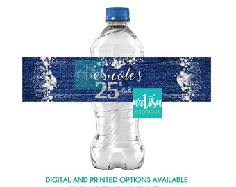 Etiqueta de agua de diamantes de anuncios de denim, etiqueta de agua de denim, etiqueta de agua de jeans y bling, etiqueta de agua de fiesta de diamantes de mezclilla, etiqueta de agua imprimible de mezclilla