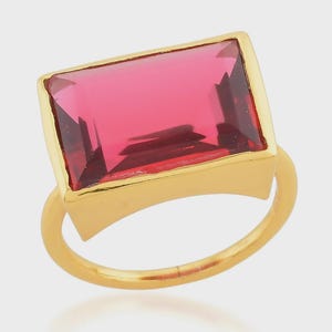 Rubinroter Edelsteinring, vergoldeter Statement-Cocktailring, Vintage-Stil – das perfekte Geschenk für Sie