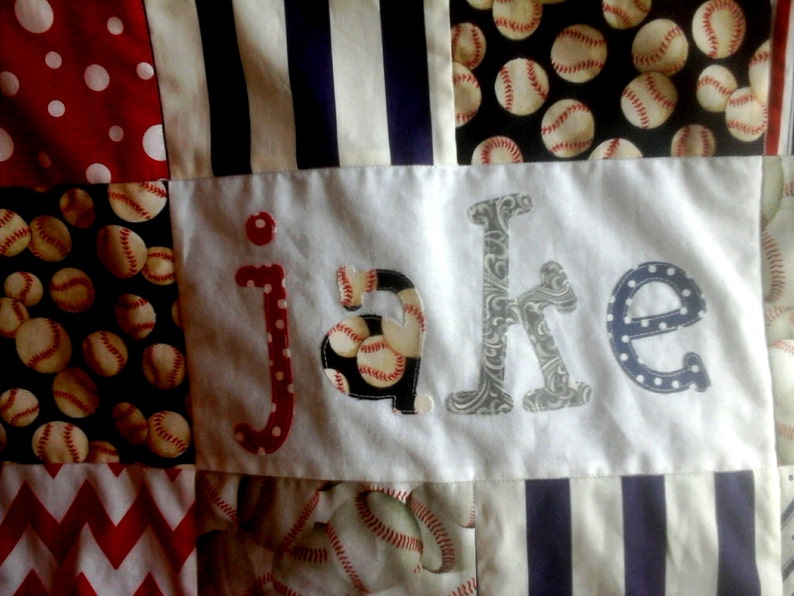 Personalized Baseball Baby Boy Quilt Monogrammed All American Etsy