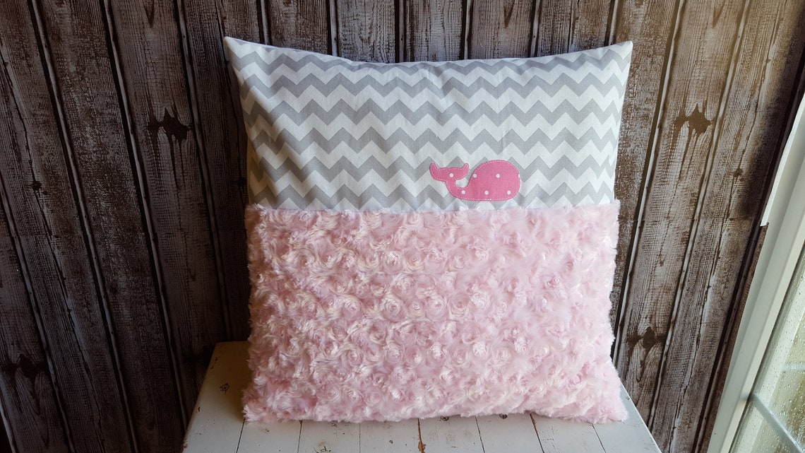 Nautical Nursery Pillow Baby Girl Pink and Gray Nursery Etsy