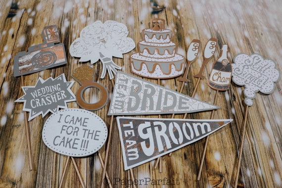 Wedding Photo Booth Props Rose Gold Weddingwedding Etsy
