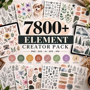7800+ Element Creator Pack | Mega Graphic Bundle | Digitala PNG-designelement | Clipart-paket | Grafik för kommersiellt bruk