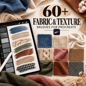 Über 60 Stofftextur-Pinsel für Procreate | Textilpinsel | Realistische Stoffpinsel | Kleidungs- und Musterpinsel | Digitales Kunstpaket
