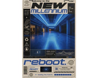 Affiche New Millennium Reboot - Affiche roulée - Décoration murale rétro science-fiction Y2K