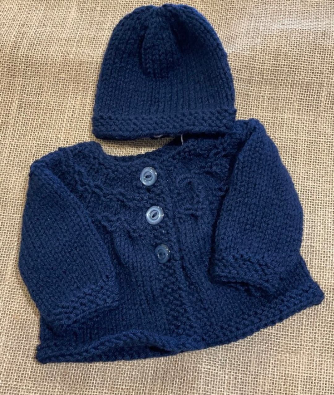 Hand Knitted Babys Button Front 2 Piece Cardigan Sweater Set 2 Etsy