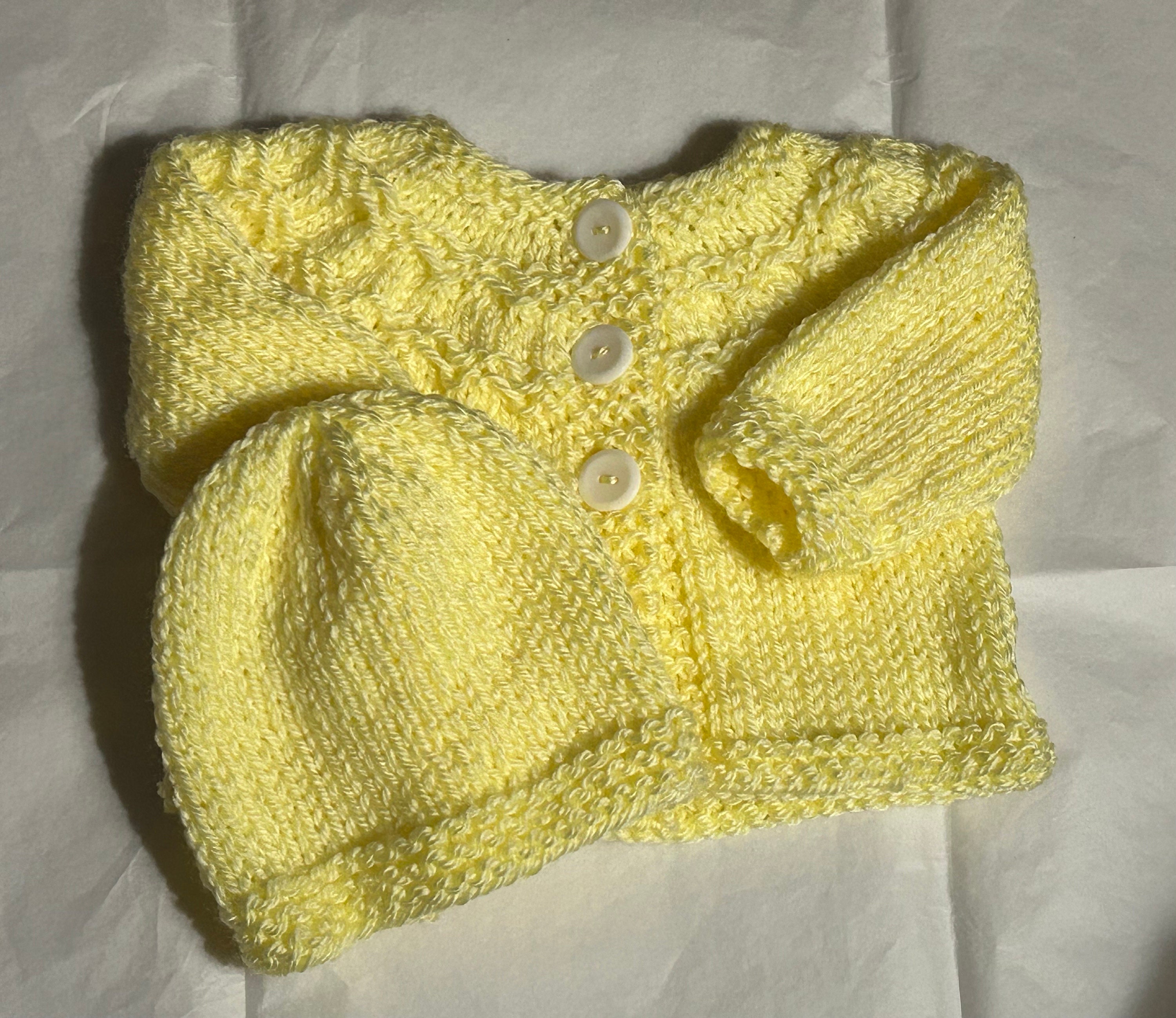 Lot De 2 Pulls Tricotés Main Jaunes Pour Bébé - Vintage - Nouveau-né - Occasion En Très Bon état