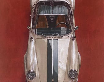 Oil painting Prints of hand painted Porsche