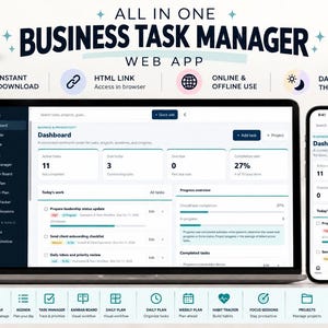Task Manager Dashboard Web App, Kanban Board, Gantt Chart, Budget , Html Planner, Online & Offline
