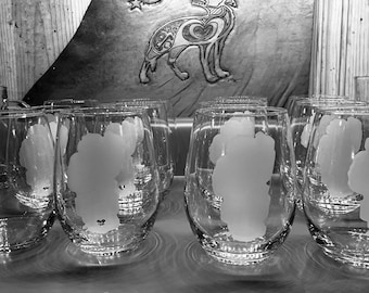 Lake Tahoe Etched Wine Glasses