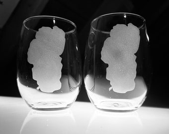 Lake Tahoe Etched Glass - set of 4