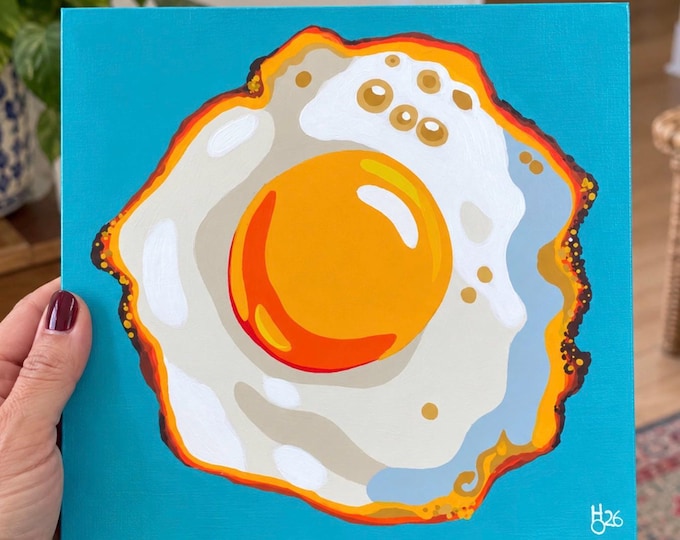 Sunny Side Up Original 8x8 Acrylic Painting on Wood