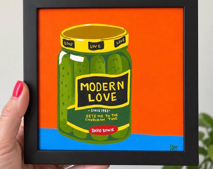 Modern Love Painting | David Bowie Inspired Pop Art | Framed 6x6 Original