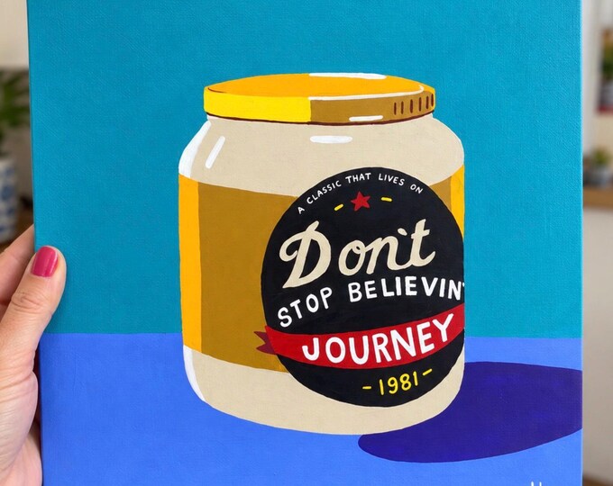 Don't Stop Believin' Painting | Retro Music Wall Art | Colorful Kitchen Decor | 10x10