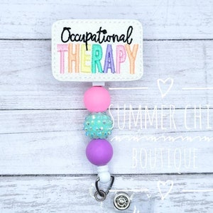 Glitter Occupational Therapy Badge Reel,  OT Badge Reel, Nurses Badge Reel, Beaded Badge Reel, Badge Reel, Nurse Badge, RN Badge Reel