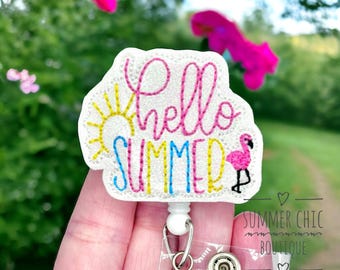 Hello Summer Glitter Badge Reel, Medical Badge Reel, Nurse Badge Reel, Penguin Badge Reel, RN Badge Reel, Medical Badge Reel, Badge Reel