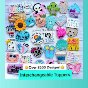 Pick 5 Badge TOPPERS, Set of 5 Interchangeable Badge Reel Toppers, Nurse Badge Reel, Badge Reels,  Badge Reel, Badge Reel, Badge Holder