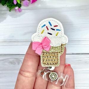 Carrete de credencial de cono de helado, carrete de credencial médica, carrete de credencial de enfermera, carrete de credencial de cono de helado, carrete de credencial de enfermera registrada, carrete de credencial de enfermera, porta credencial,