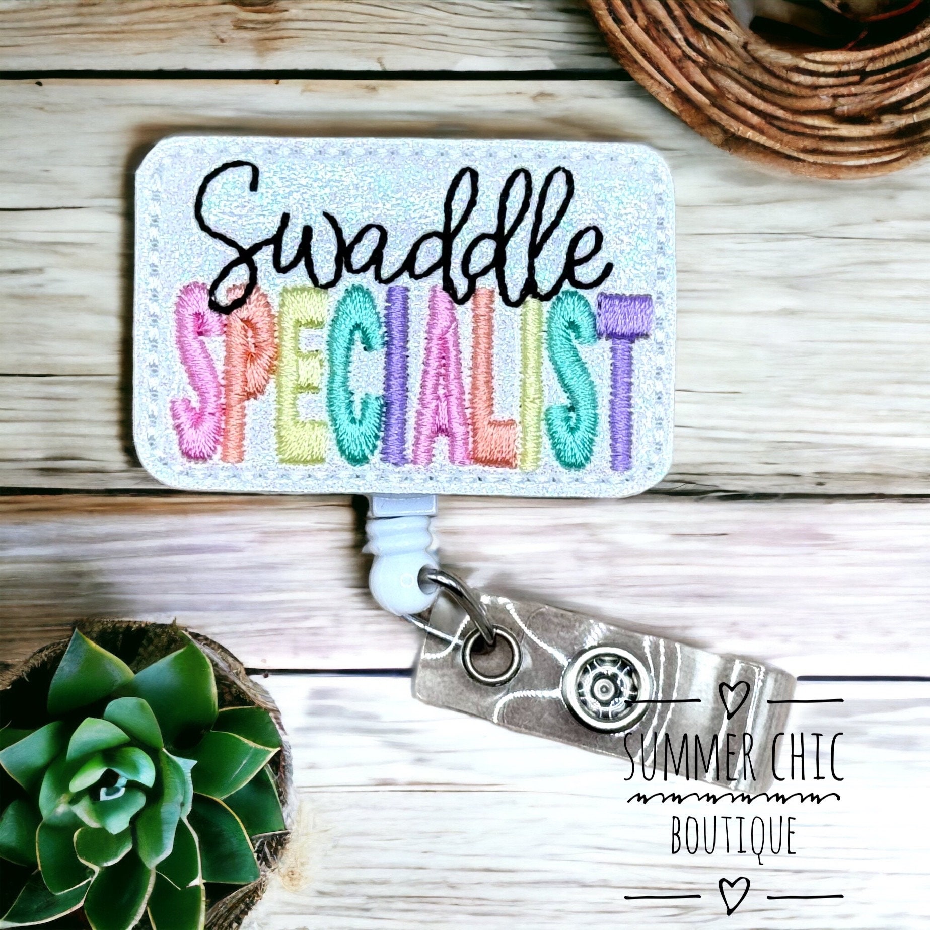 Swaddle Specialist Badge, Labor and Delivery Badge Reel, Nurse Badge Reel,  RN Badge Reel, NICU Badge Reel, Neonatal 
