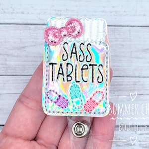 Sass Tablets Badge Reel, Pharmacist Badge Reel, Nurse Badge Reel, Badge Reel, Pill Badge Reel, Badge Reel, Badge Holder, Retractable Reel