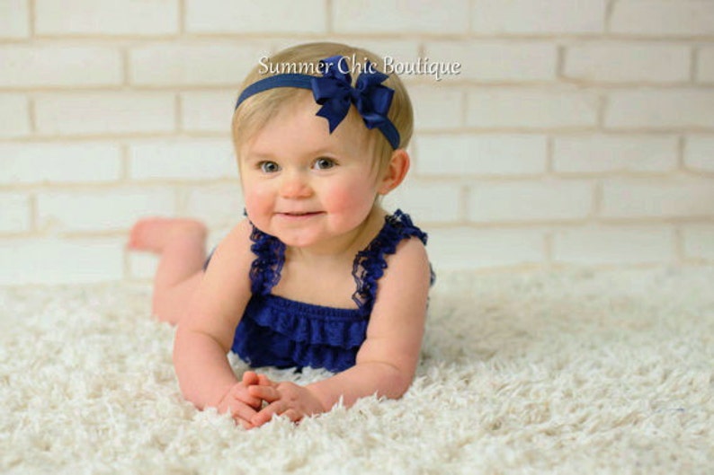 Headband,Bow on Fold over elastic Bow Headband Navy Pinwheel Bow Headband Baby Headband Infant Headband Newborn Headband