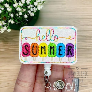 Hello Summer Shimmer Badge Reel, Medical Badge Reel, Nurse Badge Reel, Penguin Badge Reel, RN Badge Reel, Medical Badge Reel, Badge Reel