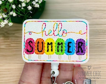 Hello Summer Shimmer Badge Reel, Medical Badge Reel, Nurse Badge Reel, Penguin Badge Reel, RN Badge Reel, Medical Badge Reel, Badge Reel