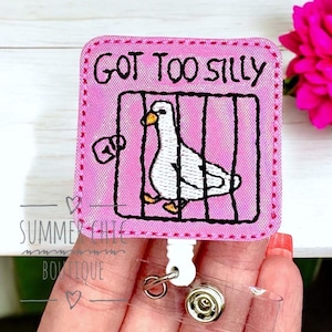 Silly Goose Got Too Silly Badge Reel, Medical Badge Reel, Nurse Badge Reel, Goose Badge Reel, RN Badge Reel, Badge Reel, Badge Holder